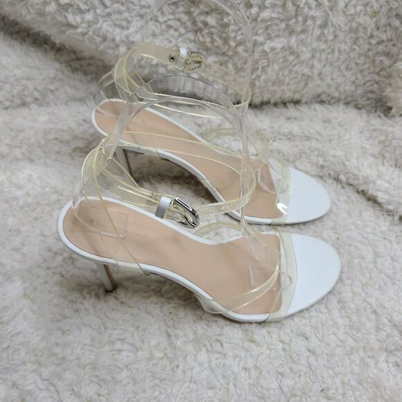 Something Navy Clear Strappy Heeled Sandals sz 6.5 - Picture 2 of 8